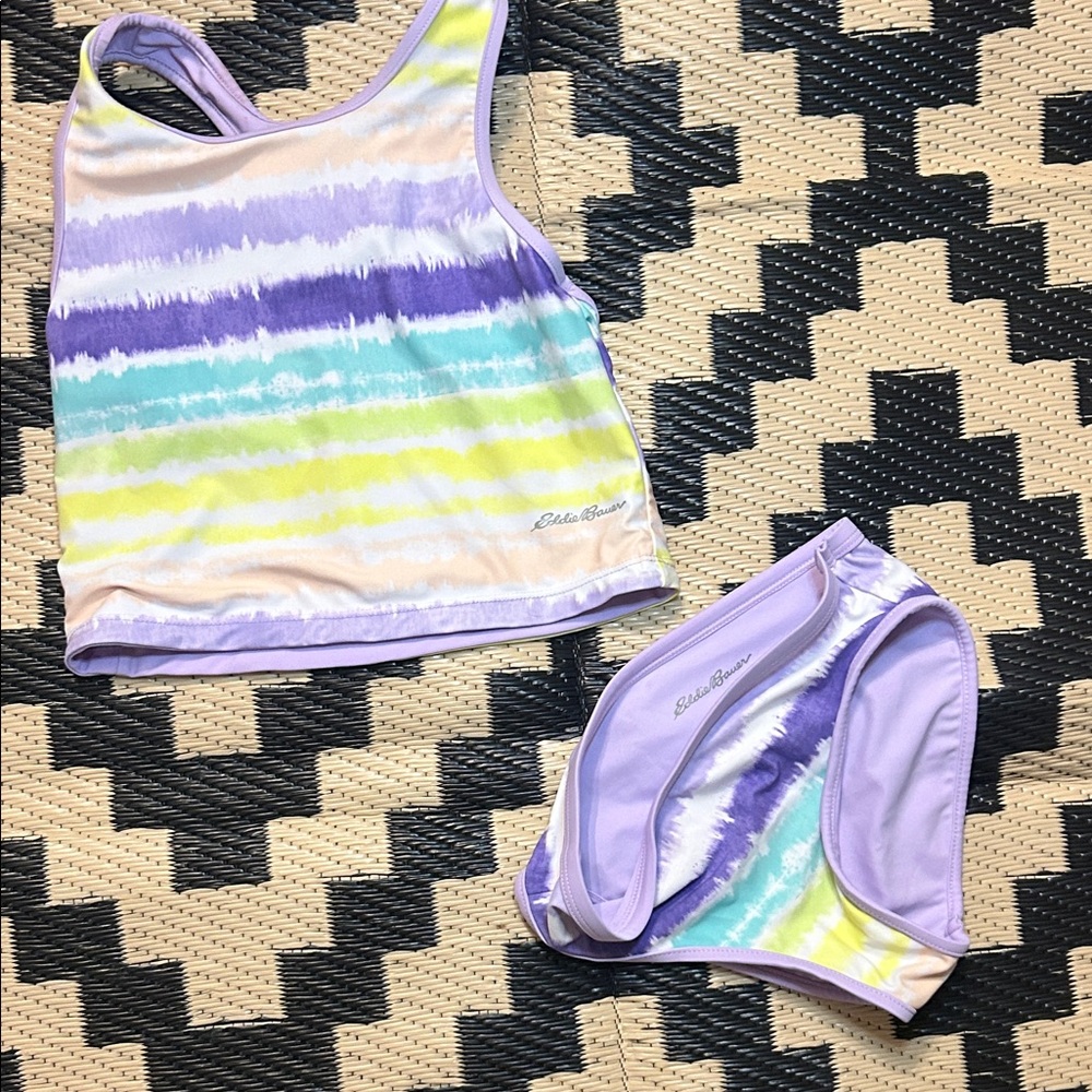 Eddie Bauer Pastel Tie-Dye Reversible Youth Bikini Set
